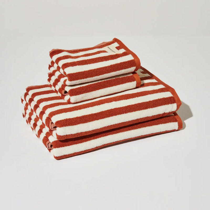 Bath Towel in Red Ochre Stripe