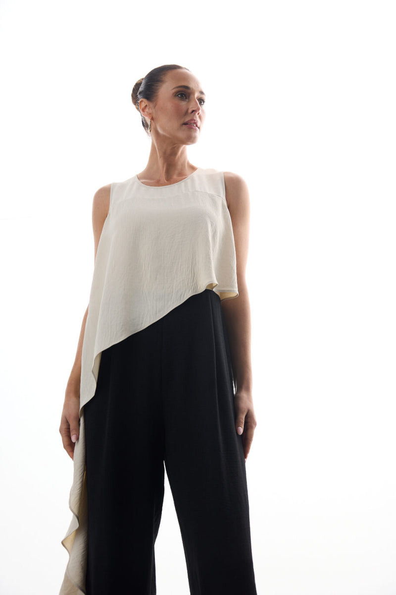 Destiny Pantsuit - Oyster W Black