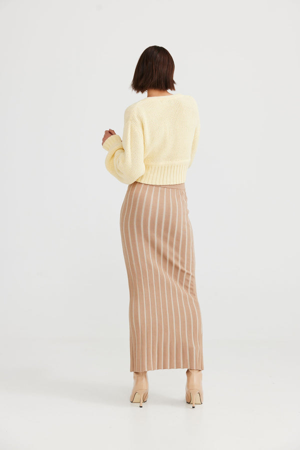 LOLA SKIRT - TAUPE + OATMEAL