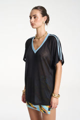 V NECK JERSEY - BLACK /BLUE