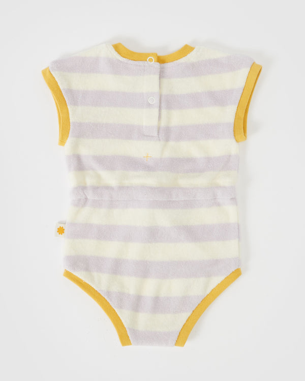 SMILEY BABY TERRY TOWELLING ROMPER - LAVENDER