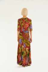 Floral Brown Midi Dress