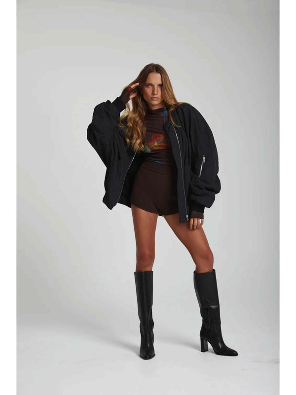 SLOUCHY BOMBER - BLACK