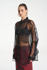 Mercurio Silk Shirt - Midnight Black