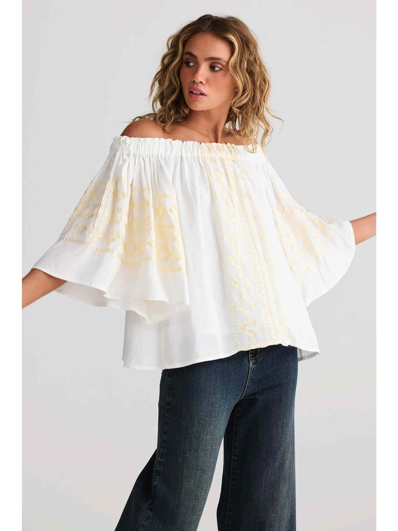 Odyssey Top - White Emb