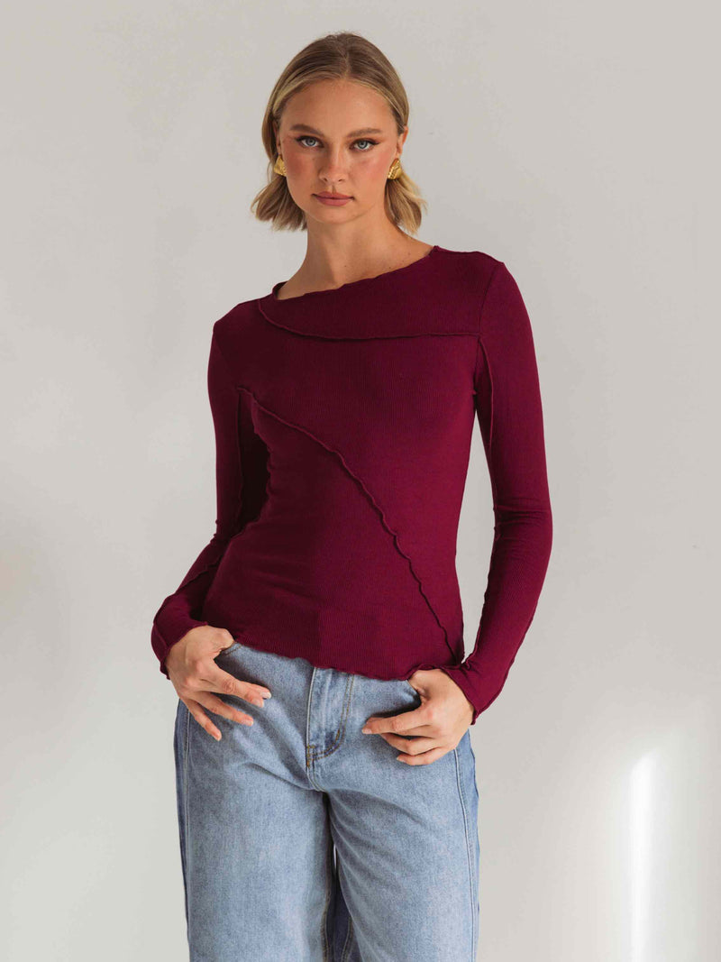Nora Long Sleeve Top - Wine