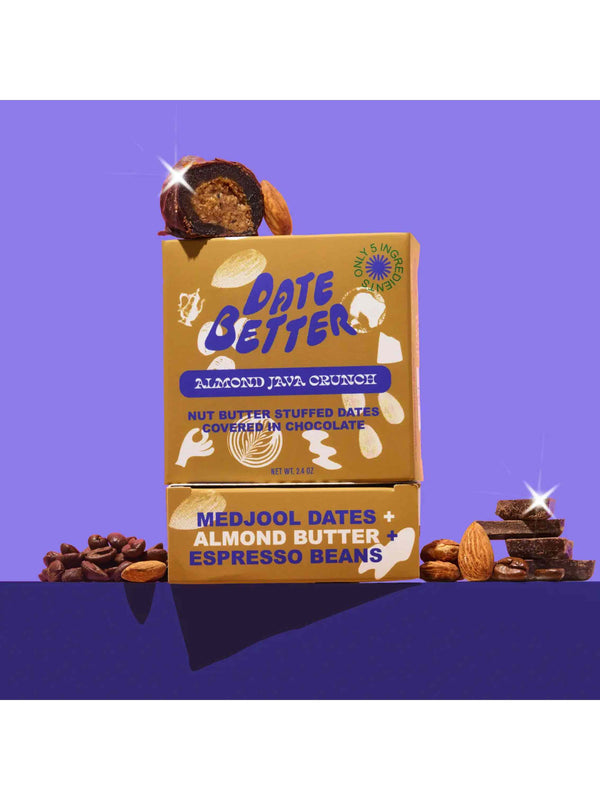 Almond Java Crunch, Chocolate Covered Dates