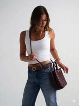 Chantel Burgundy Woven Handbag