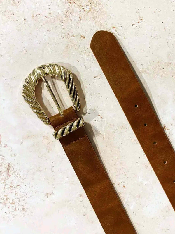 Amelie Twist Detail Buckle Belt in Tan