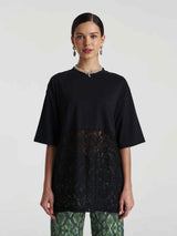 LACE PANEL TEE - BLACK