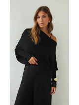 Natalie Asymmetric Sweater - Black