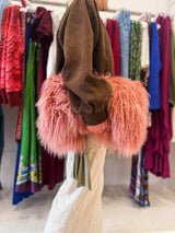 Mongolian Wool Clutch Bag - Blush