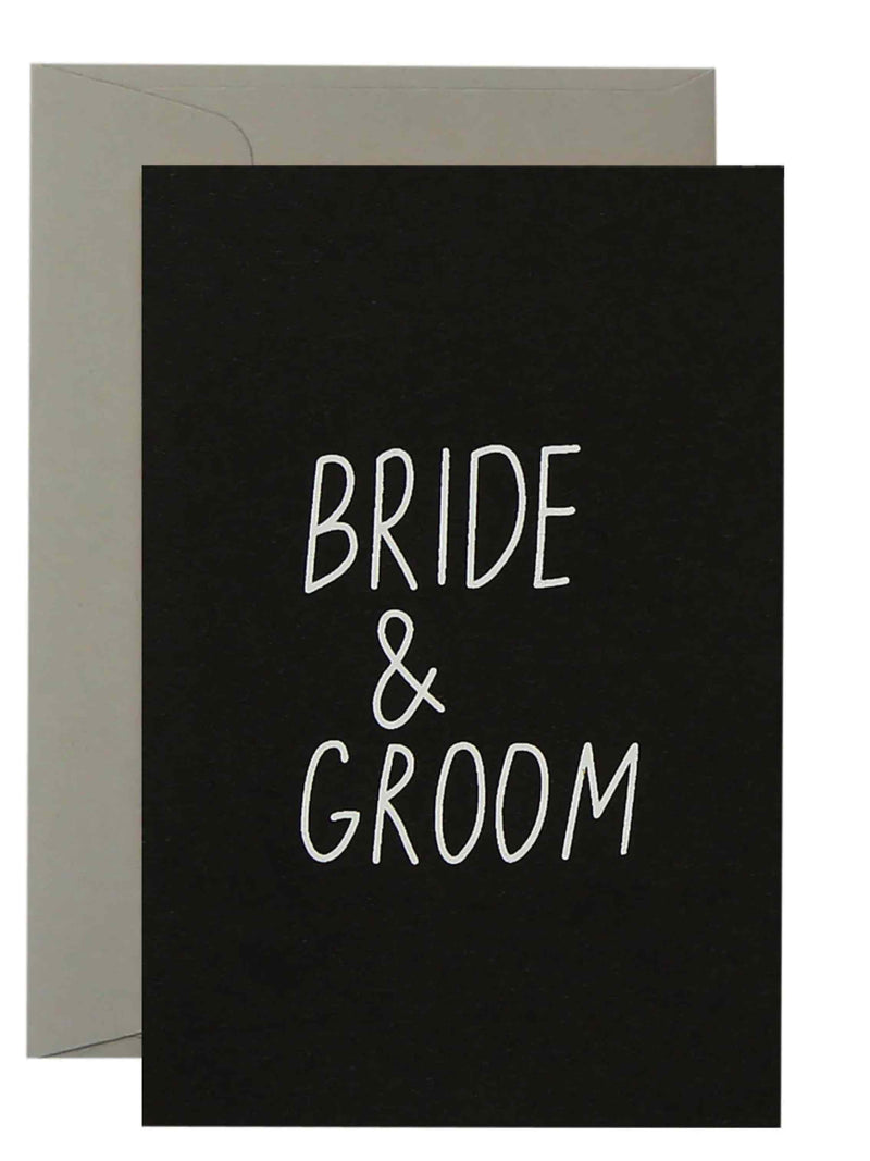 SLIM BRIDE & GROOM - white on black card