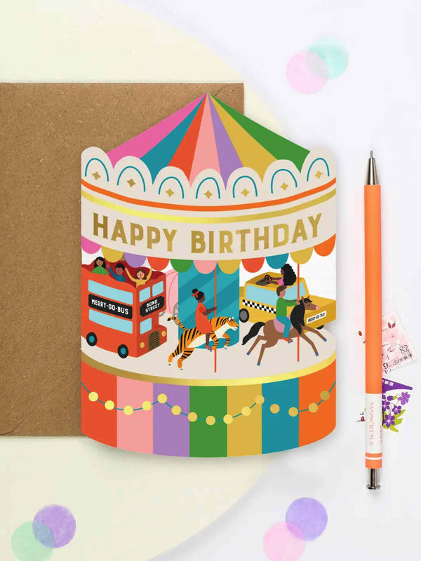Fairground Carousel Birthday Card