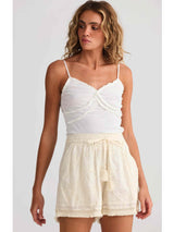 Chantilly Short - Natural Embroidery