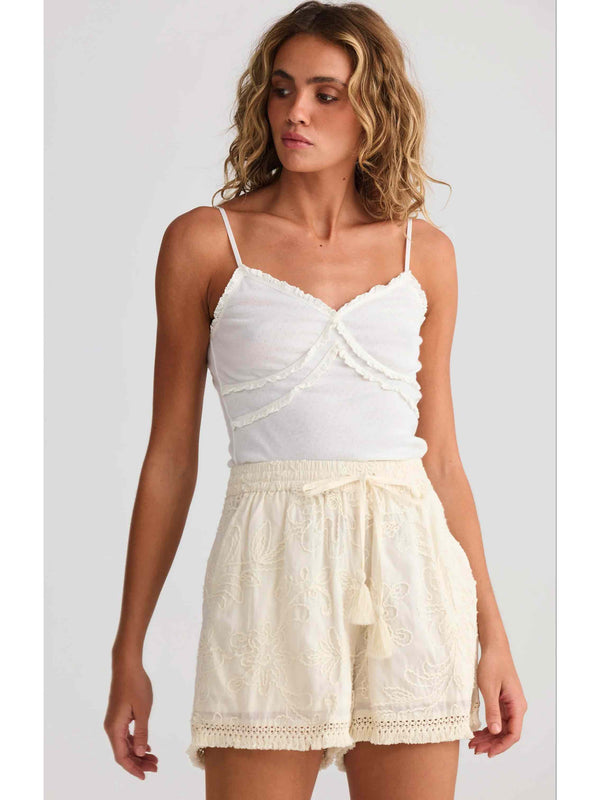Chantilly Short - Natural Embroidery
