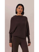 Natalie Asymmetric Sweater - Dark Espresso