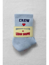 Embroidered Crew Socks - Sky Blue