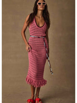 Bahia Helena Knit Fringe Dress - Paradise Pink