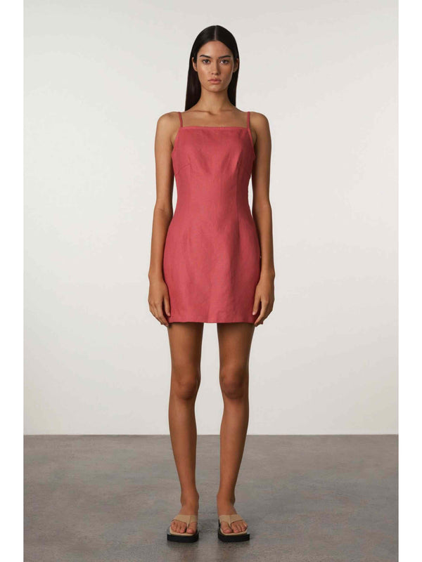 Linen Mini Dress - Berry