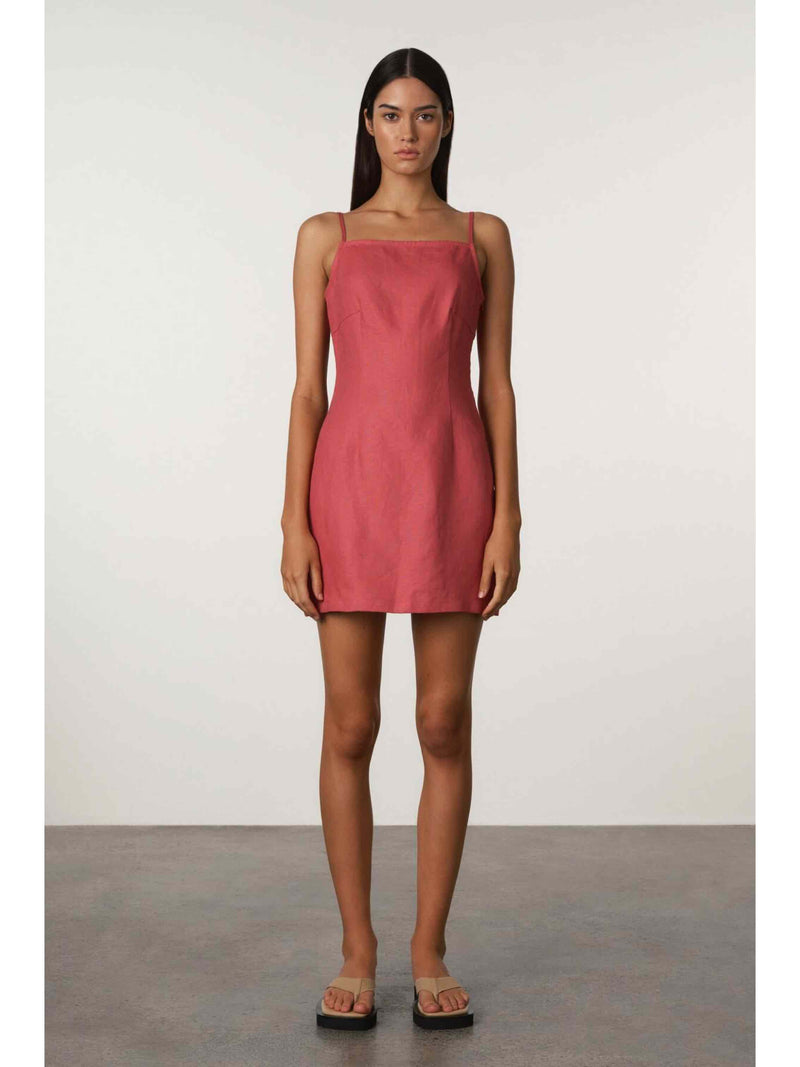 Linen Mini Dress - Berry