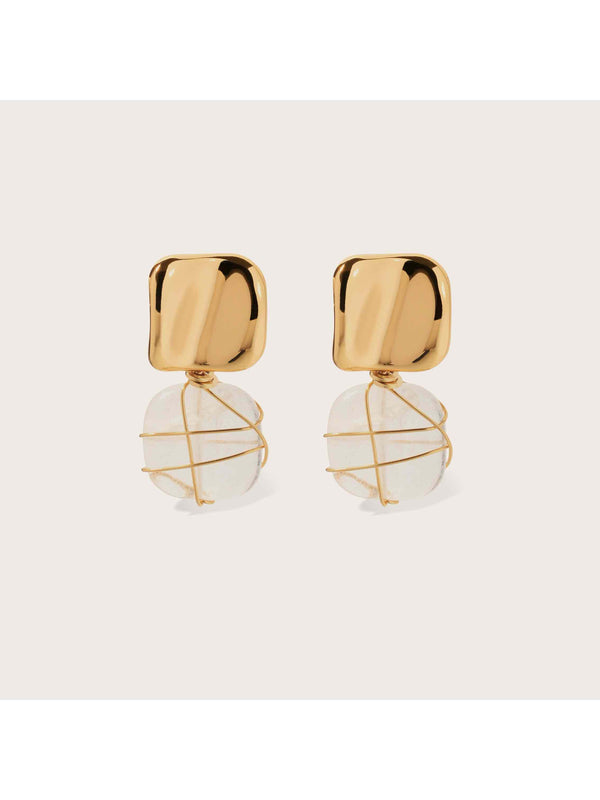 Rainbow Square earrings - Rock Crystal