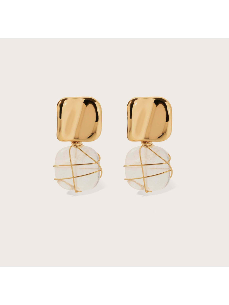 Rainbow Square earrings - Rock Crystal