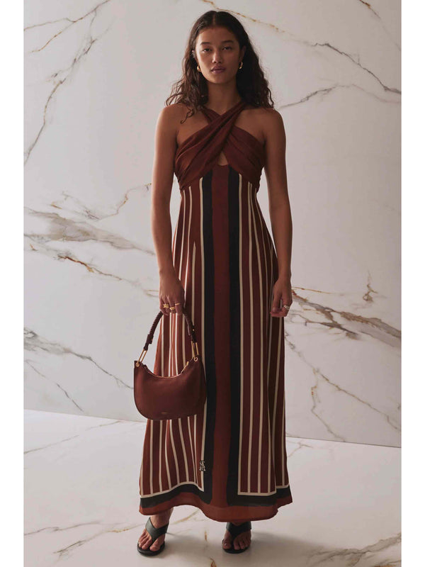 The Ellery Dress - Cherrywood Stripe