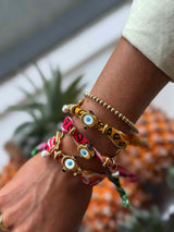 Summer Bandana Scarf Bracelets with Gold Charms