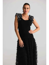 Frills Tank - Black W Spot