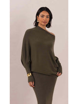 Natalie Asymmetric Sweater - Khaki