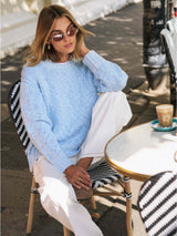 Sage Chunky Knit Crew - Sky Blue