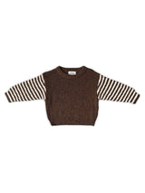 Organic Stripe Sleeve Knit Pull Over - Espresso