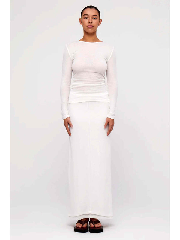 Rib Hemp Jersey Long Sleeve Top - White