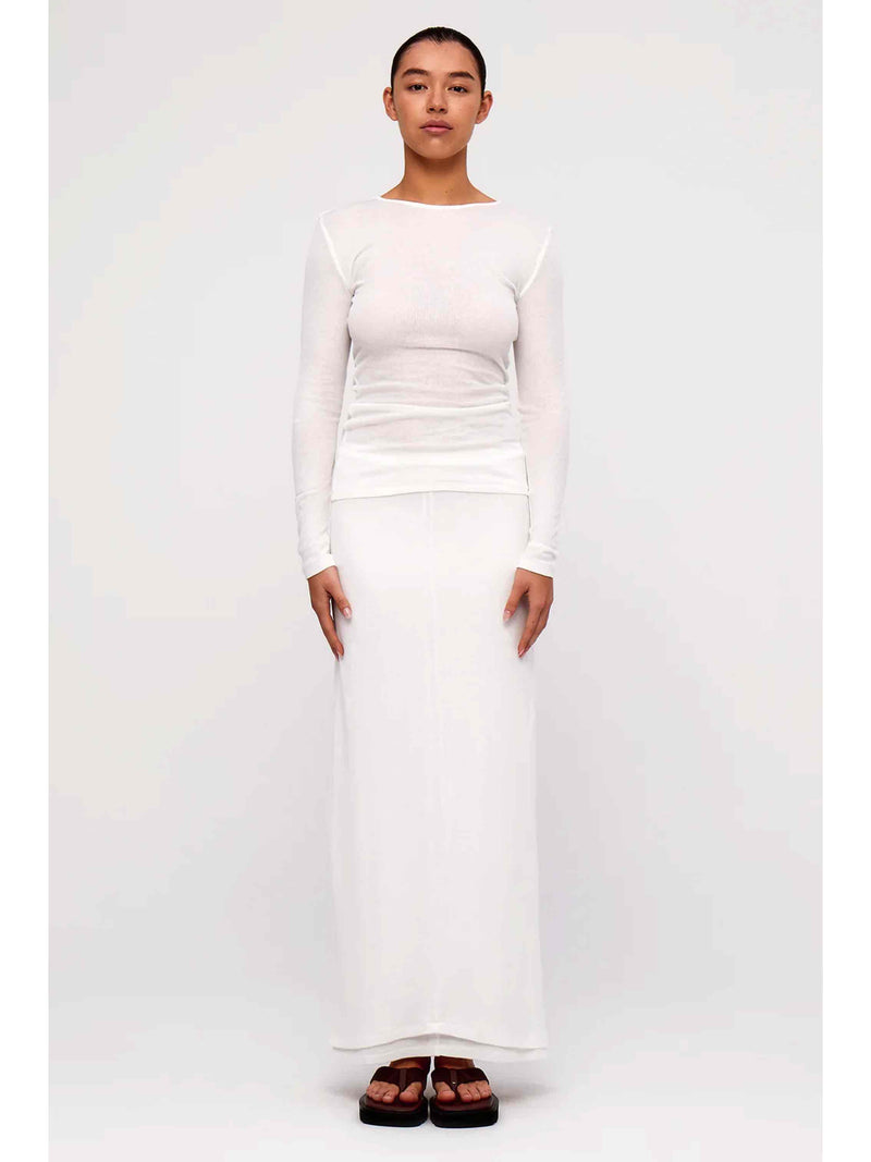 Rib Hemp Jersey Long Sleeve Top - White