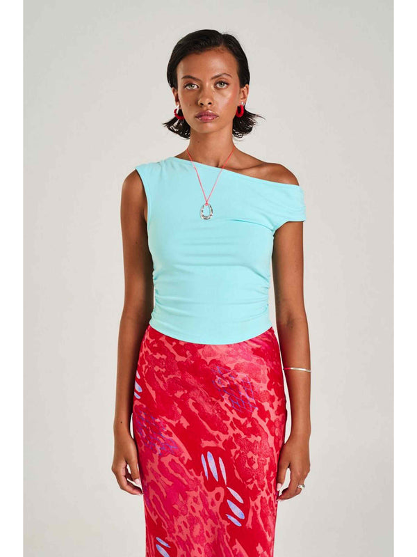 Off Shoulder Tank - Aqua