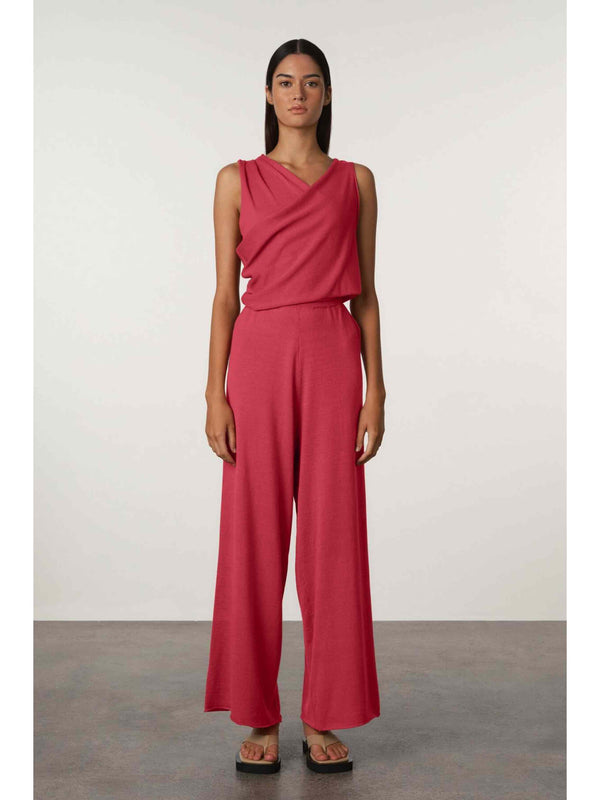 Cotton Blend Knit Pant - Berry