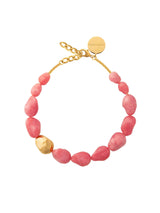 Big Organic Pearl Necklace with gold watermelon marble