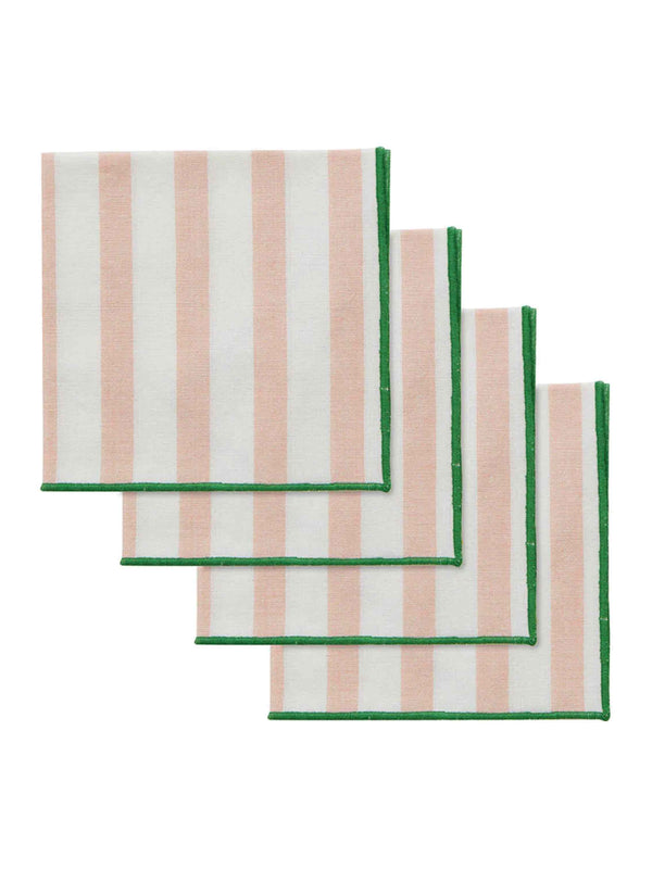 Luna S/4 Cotton Napkins Pink/Emerald