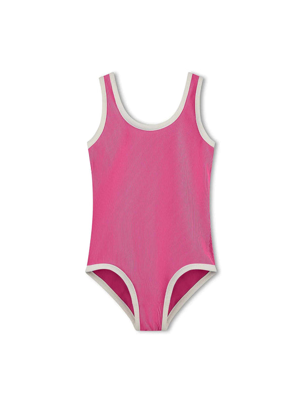 Mini Stripe Rib Scoop One Piece - Shell Pink