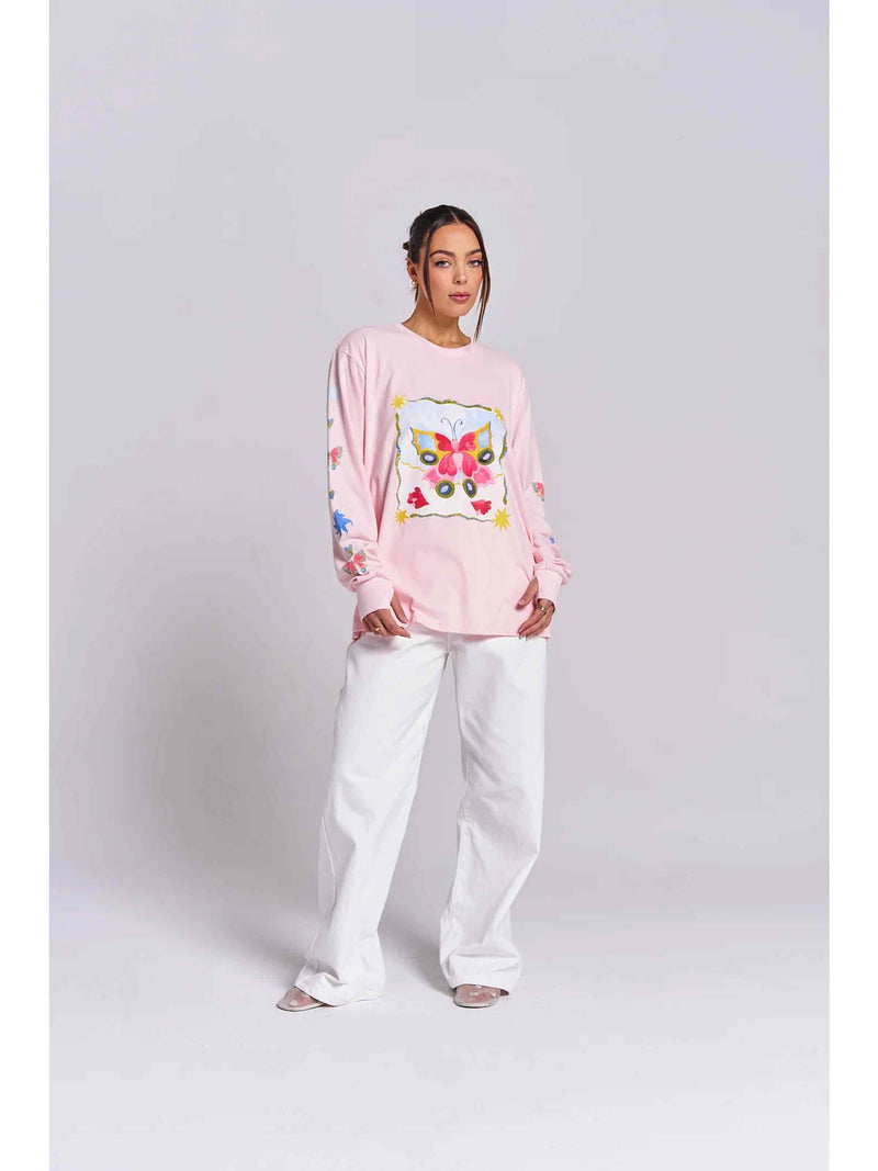 Love Bug Long Sleeve Tee - Baby Pink
