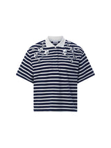 Striped polo shirt with flowers