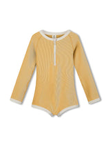 Mini Stripe Rib Rashie Onesie - Marigold