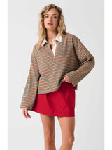 Alisa Rugby Tee - Toffee Stripe