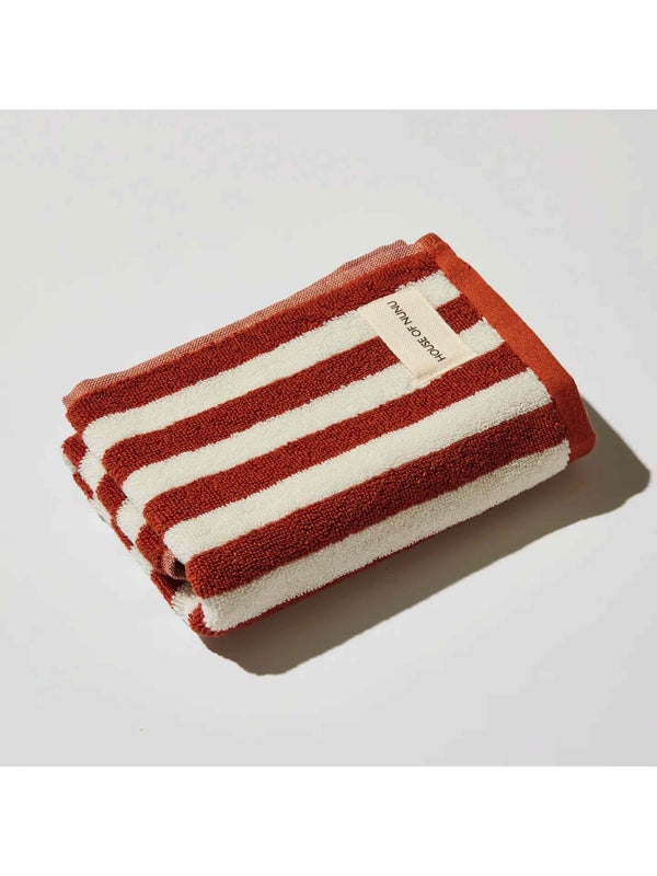 Hand Towel in Red Ochre Stripe