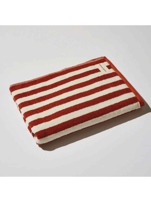 Bath Towel in Red Ochre Stripe