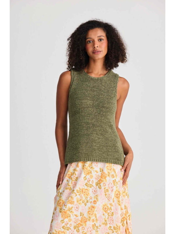 Saffron Knit Tank - Khaki
