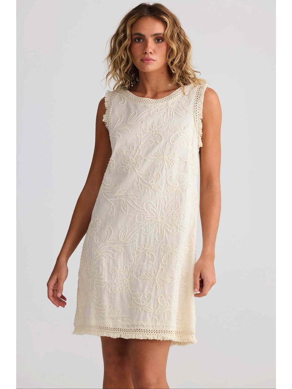 Chantilly Dress - Natural Embroidery