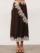 Arlia Lace Midi Skirt - Choc