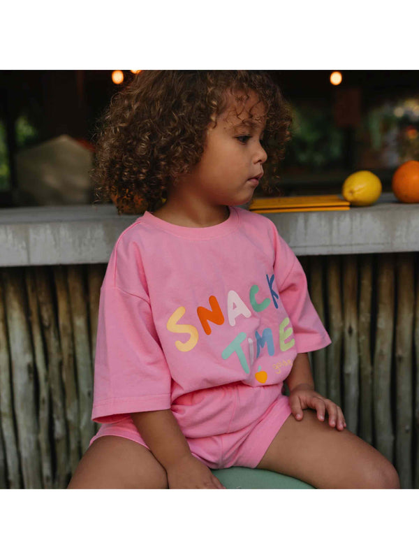 Snack Time Mid Sleeve Tee Meringue Pink